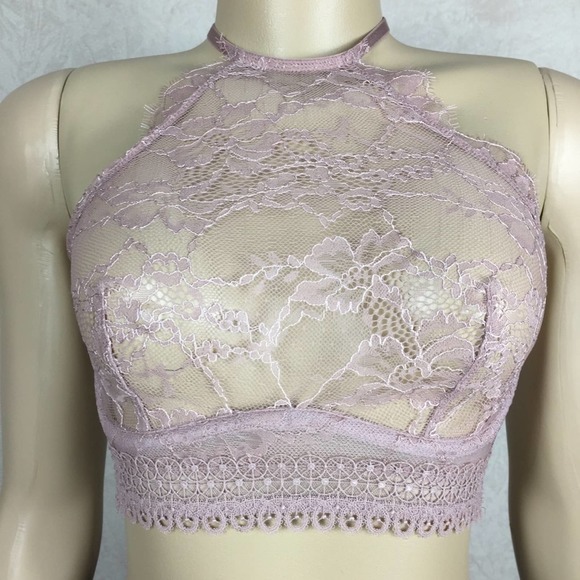 Victoria’s Secret Nude High Neck Lace Bra - Picture 1 of 3
